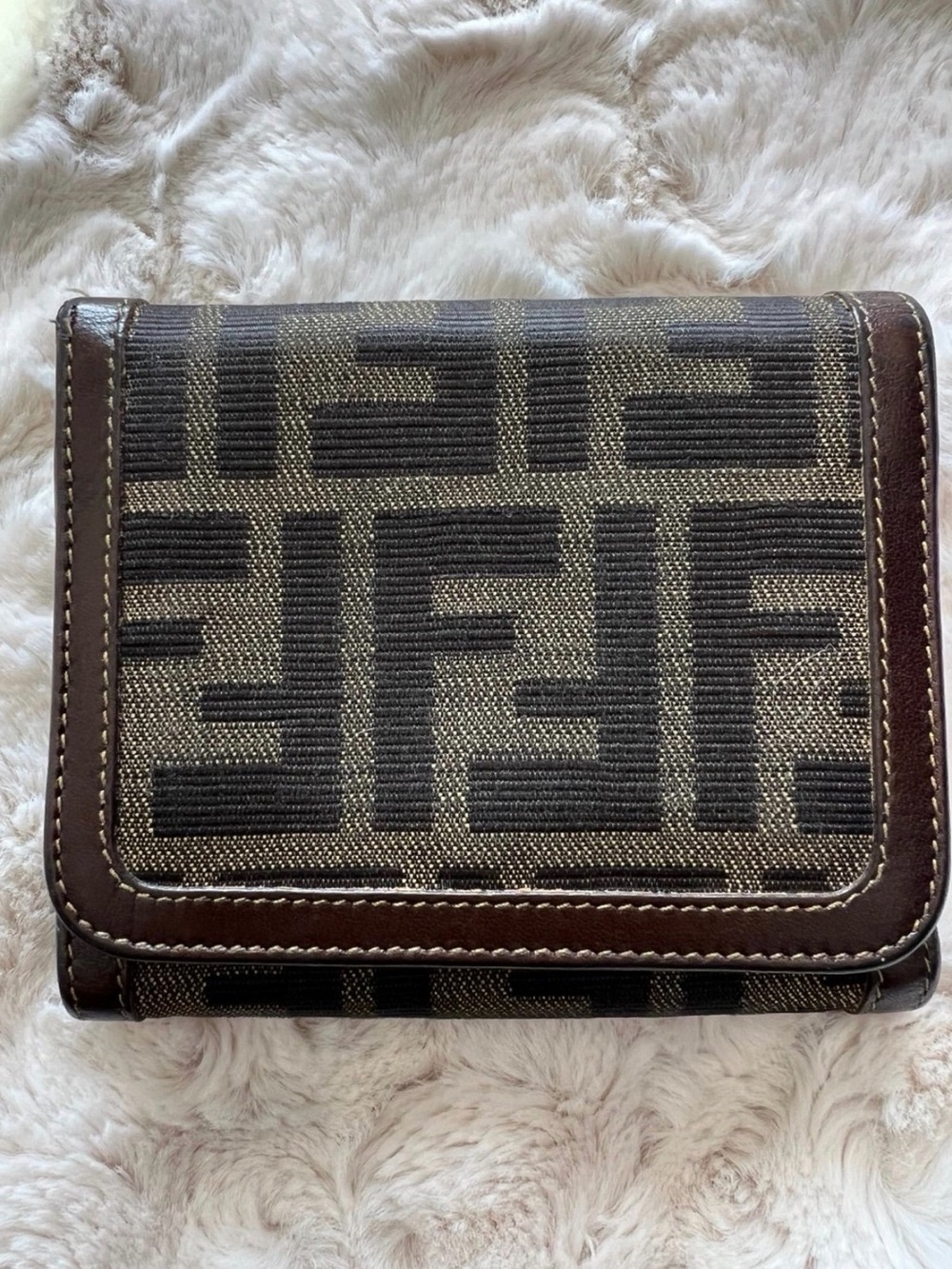 Fendi Zucca Monogram Canvas & Leather Trifold Wallet
